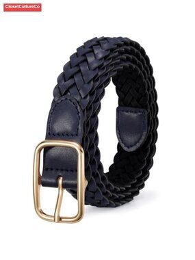 Braided Microfiber Leather Belt Woven Waist Belt Adjustable No-Hole